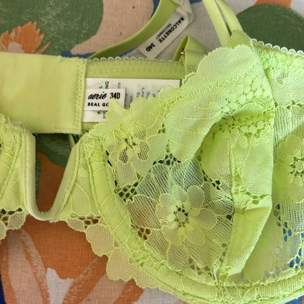 Aerie Balconette Bra Lime Lace ~Real Good~size 34D NWT $44.95 - Picture 3 of 5